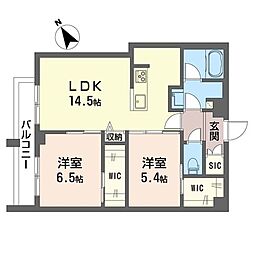 フレシア笹塚 2LDKの間取図画像