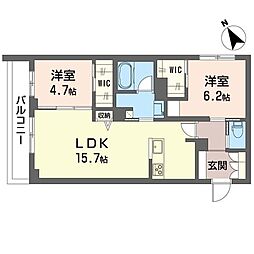 フレシア笹塚 2LDKの間取図画像