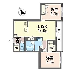 フレシア笹塚 2LDKの間取図画像