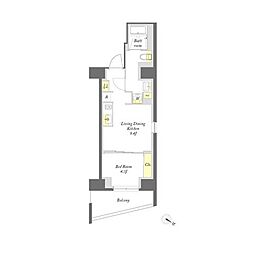 プライムメゾン西新宿 1LDKの間取図画像
