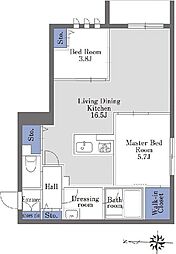 プラムコート三軒茶屋 2LDKの間取図画像