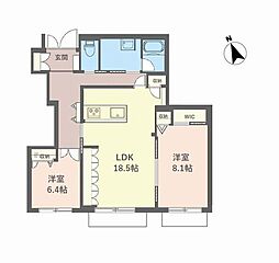 テラス上馬 2LDKの間取図画像