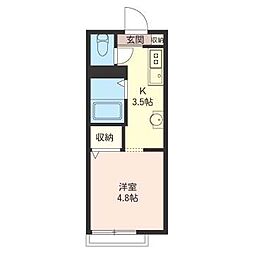 ローザ三軒茶屋 1Kの間取図画像