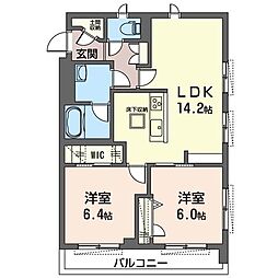 ShirakabaTerrace 2LDKの間取図画像