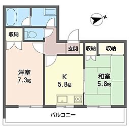 フラワーマンション 2Kの間取図画像