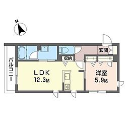 レフィアージュ久我山 1LDKの間取図画像