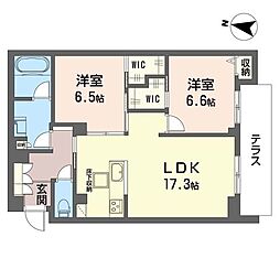 グランセーヌ 2LDKの間取図画像