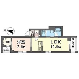 グランセーヌ 1LDKの間取図画像