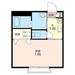 パピヨン阿佐ヶ谷2 1Kの間取図画像