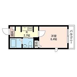 ウィステリア 1Kの間取図画像