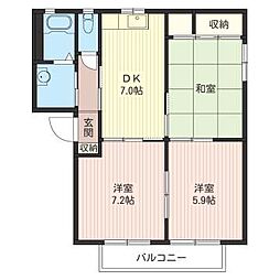 シャトル回田A 3DKの間取図画像