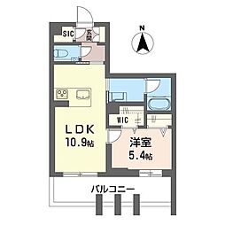 ルーエ清瀬 1階1LDKの間取り