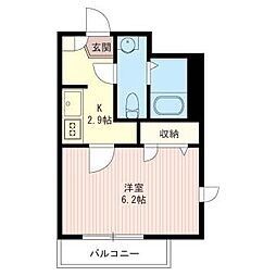 西東京ヒルズ 1Kの間取図画像
