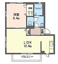 メゾン・フォンテーヌB 1LDKの間取図画像