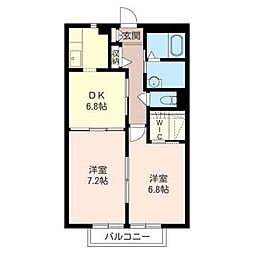 エタニティー 2DKの間取図画像