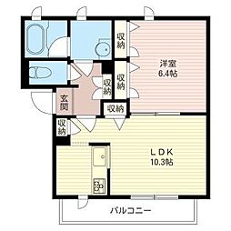ルミエール・ドゥ・ソレイユ 1LDKの間取図画像