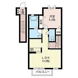 フォンターナロッソ 1LDKの間取図画像