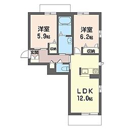 カーザコリーナ 2LDKの間取図画像