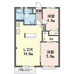 グリーンコートA 2LDKの間取図画像