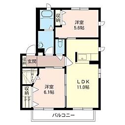 グラシューズ・ムツミ5 2LDKの間取図画像