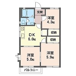 サニーコートA 3DKの間取図画像