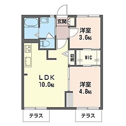 めぞん市川 2LDKの間取図画像