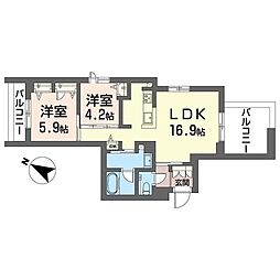 ロゼ アーブル 2LDKの間取図画像