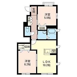 カスターノ2 2LDKの間取図画像