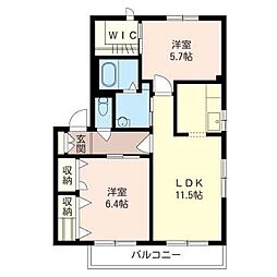 アルシオネ2D 2LDKの間取図画像