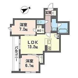 プレミアス 2LDKの間取図画像