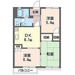 ボヌール・原宿B 3DKの間取図画像