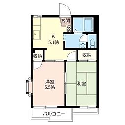 グリーンヒルズ戸塚西 2Kの間取図画像