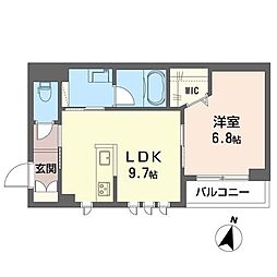 シャーメゾン広野台 2階1LDKの間取り