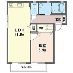 パティオ東林間A 1LDKの間取図画像
