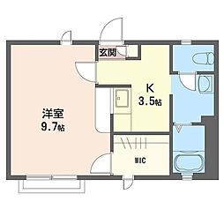 サンジェルマン 1Kの間取図画像