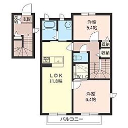 ヴィラロゴス 2LDKの間取図画像