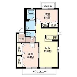 アライブハイツ 2LDKの間取図画像