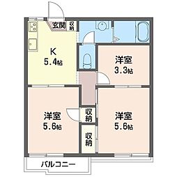 メゾン南台B 1LDKの間取図画像