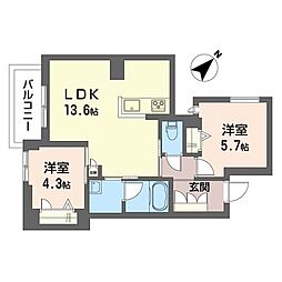 ラフィーネ 2LDKの間取図画像