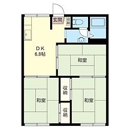 竹の藤ハイツ 3DKの間取図画像