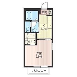 GTガーデンB 1Kの間取図画像