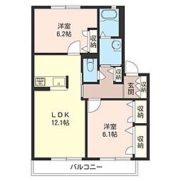 コルティーレ壱番館 2LDKの間取図画像