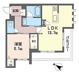 ピアチェーレ 1LDKの間取図画像