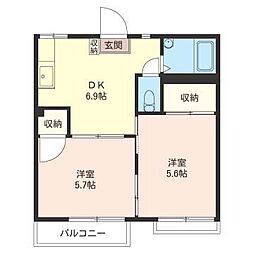 コーポヒカリ 2DKの間取図画像