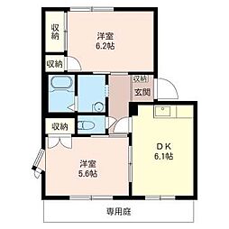 スイートピア蓮沼B 2DKの間取図画像