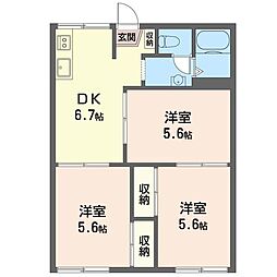 山田ハイツ 3DKの間取図画像