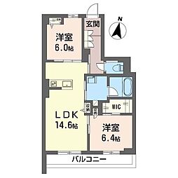 メゾン・ド・若葉 2LDKの間取図画像