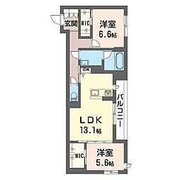 プラチナバレー 2LDKの間取図画像