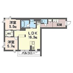 プラチナバレー 2LDKの間取図画像