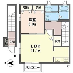 クリスタル 1LDKの間取図画像